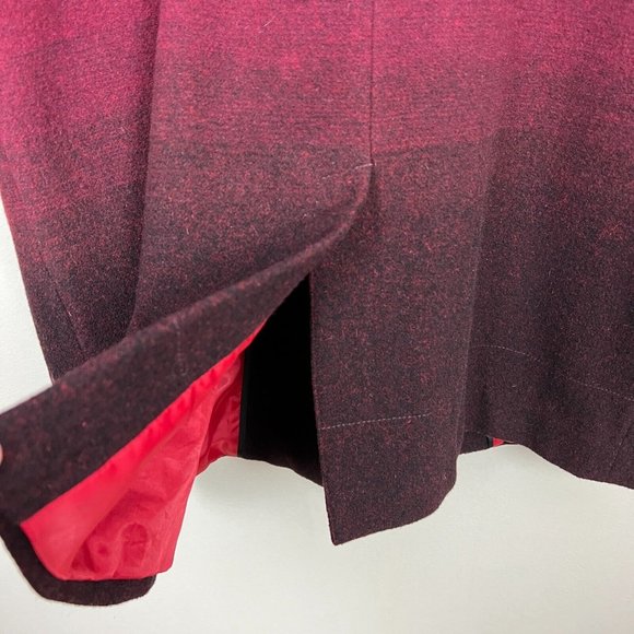 Worthington Dress Coat Womens‎ Large Red Ombre Wool Blend Long Double Breasted - Picture 7 of 15